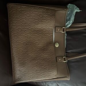 Tommy Hilfiger Brown Embossed Tote